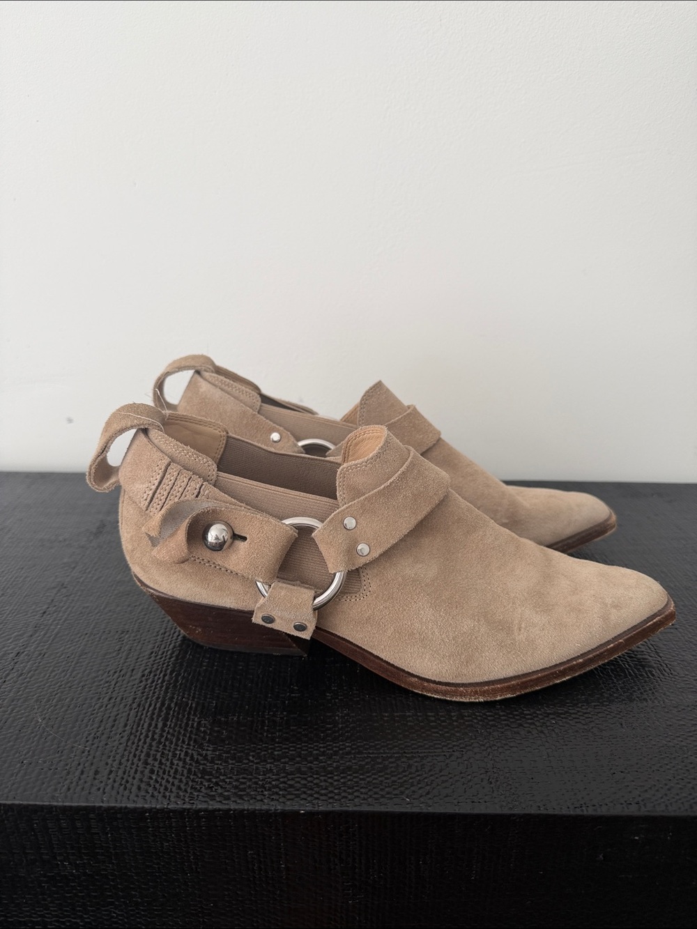 rag & bone Beige Suede Harness Mule Clogs